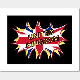 Union Jack Comic Style Flag Posters and Art